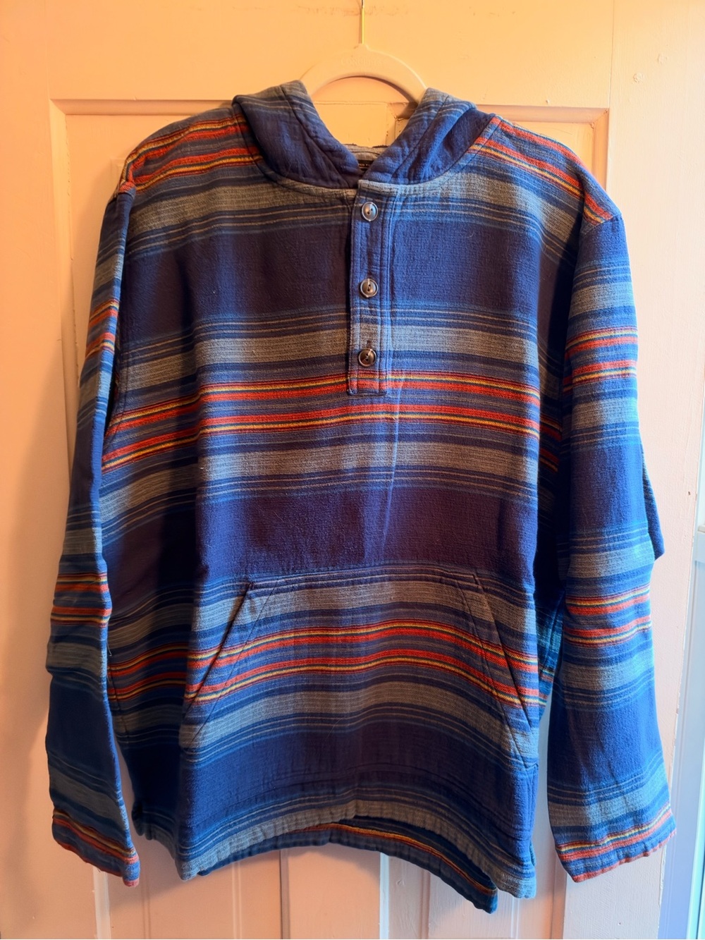 Pendleton Blue Striped Zip-Up Hoodie with Multicolor Accents